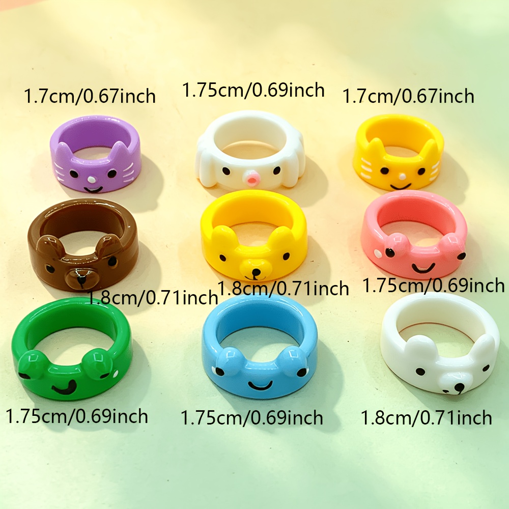 12pc Women's Cute Cartoon Small Animal Ring Set, Fun Gift